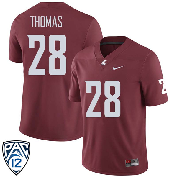 Men #28 Skyler Thomas Washington State Cougars College Football Jerseys Sale-Crimson